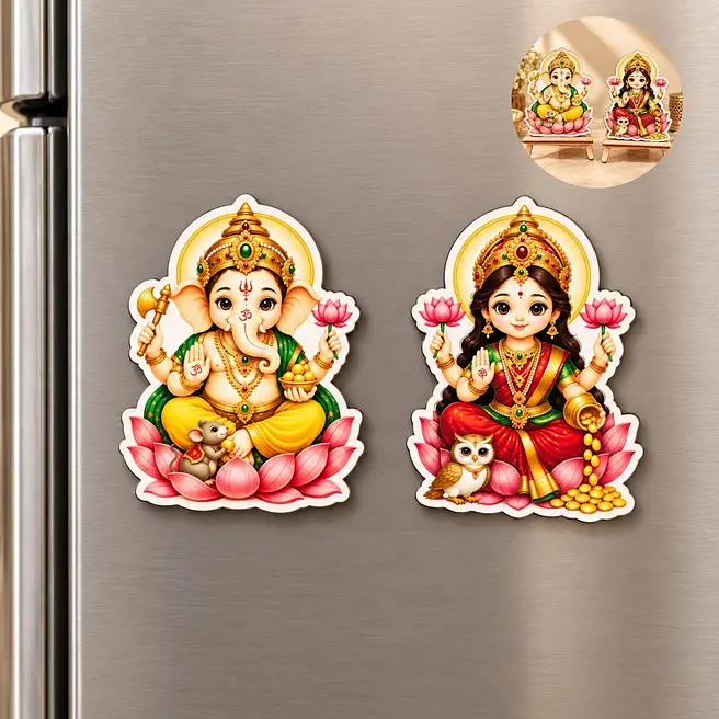 Divine Lakshmi N Ganesha Fridge Magnet Set