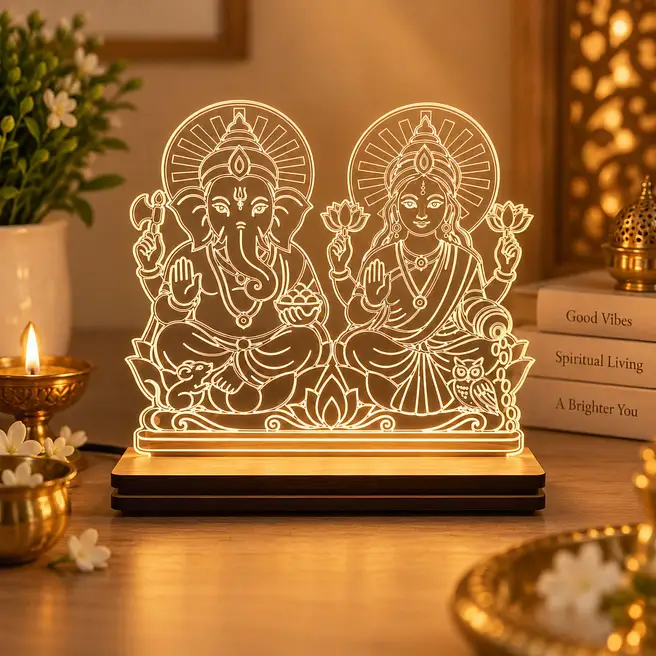 Lakshmi N Ganesha LED Acrylic Table Lamp