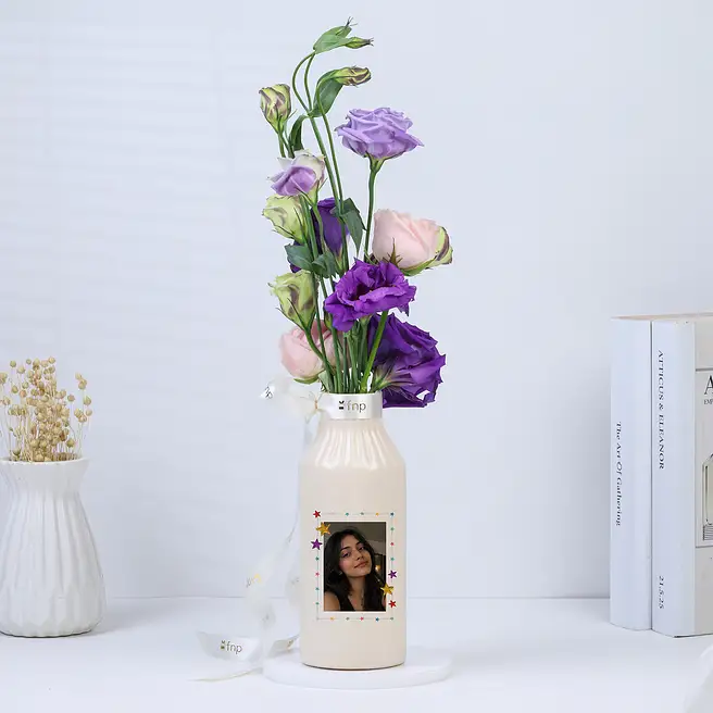 Personalized Birthday Bloom Photo Bottle Vase