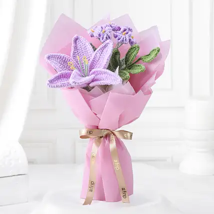 Buy/Send Lavender n Purple Crochet Flower Set Online- FNP