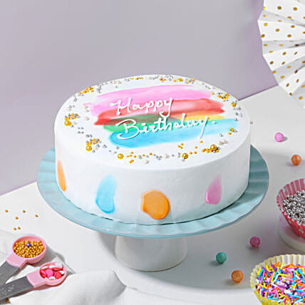 Rainbow Delight Eggless Pineapple Birthday Cake