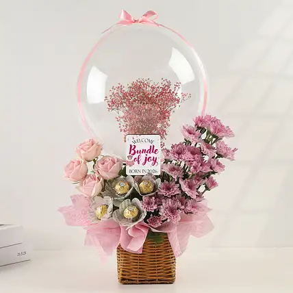 Pink Newborn Celebration Bloom Basket-picture-33