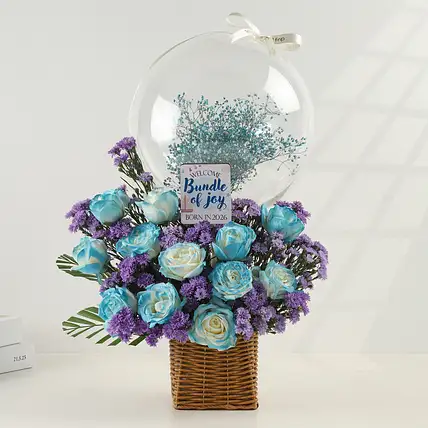 Blue Newborn Celebration Flower Basket-picture-17