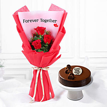 Wife Appreciation Truffle Cake N Red Roses