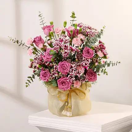 Golden Organza Purple Floral Arrangement-picture-26