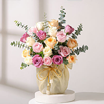 Golden Organza Rose Bloom Potli