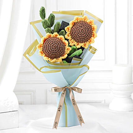 Yellow Crochet Sunflower Bouquet