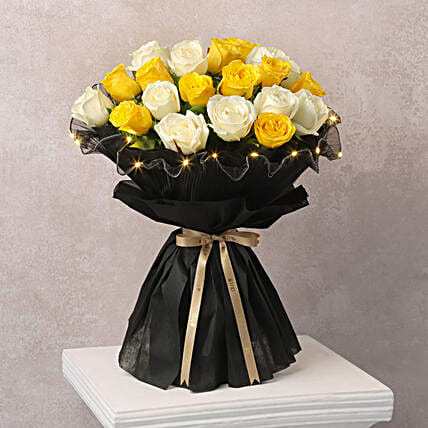 Yellow n White Rose Floral Bouquet