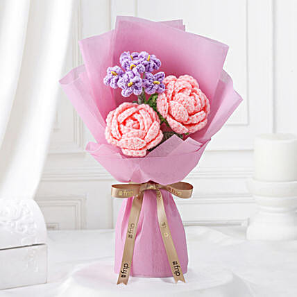 Pink n Purple Crochet Rose Bouquet