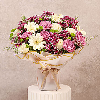 Purple n White Roses Floral Display