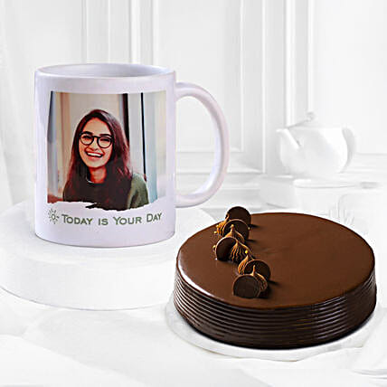 Truffle Eggless Cake N Photo Mug Duo