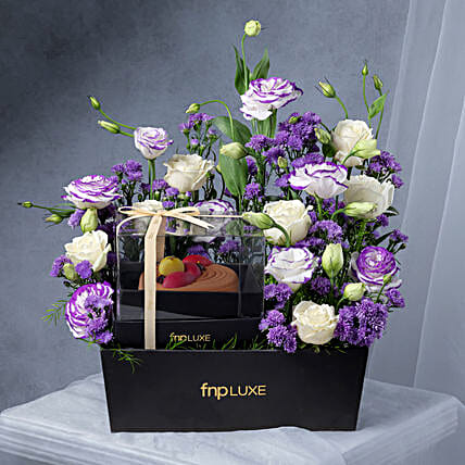 White Rose N Eustoma Luxe Bento Cake Box