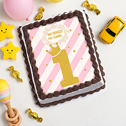 Princess First Birthday Chocolate Photo Cake 500 g