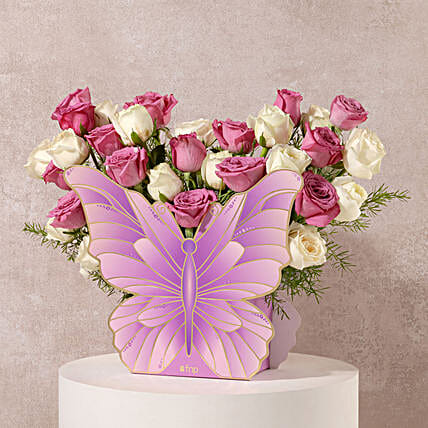 Purple N White Rose Elegance Bouquet