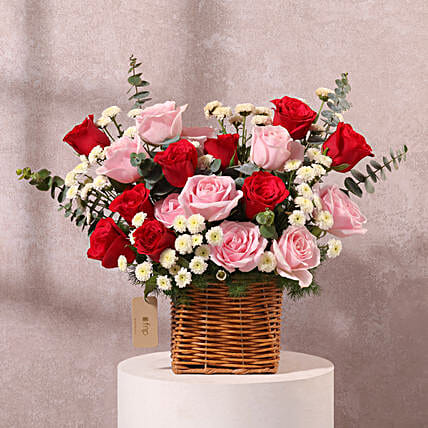 Charming Red N White Floral Basket