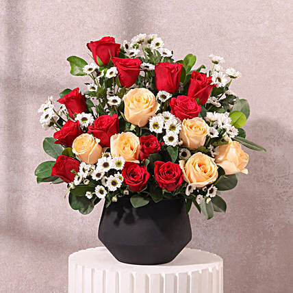 Peach N Crimson Bloom Floral Vase