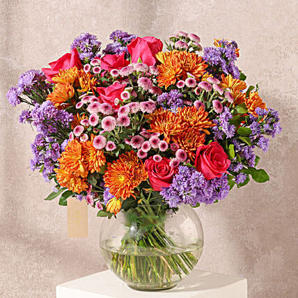 Roses N Santini in Gold Vase