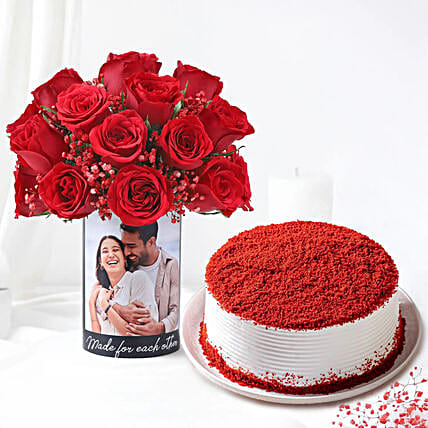 Butterscotch Cake N Custom Love Roses Duo