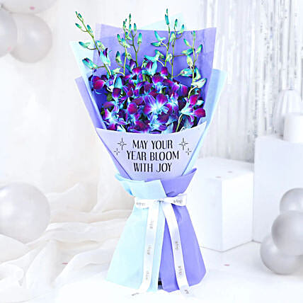 Blue Orchid Personalised Floral Wrap Bouquet