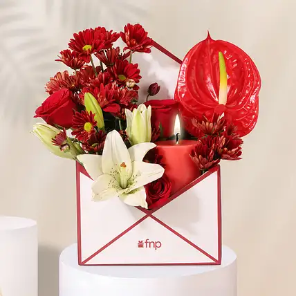 Valentine Red Blooms N Scented Candle Box-picture-31
