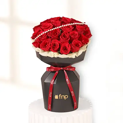 Pearl Tied Passion Rose Arrangement-picture-40
