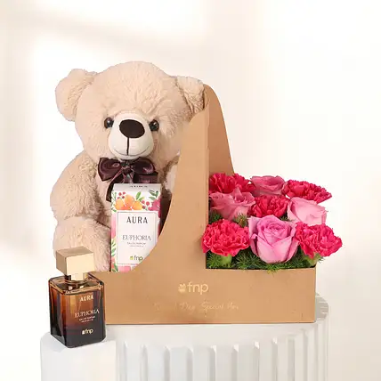 Deluxe Teddy Perfume n Floral Gift Hamper-picture-13