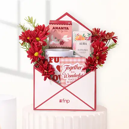 Red Perfume n Mug Floral Envelope Hamper-picture-39