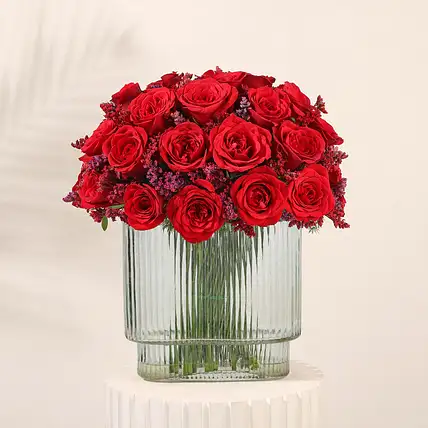Valentine Crimson Rose Vase Arrangement-picture-38