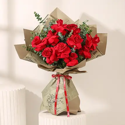Vintage Valentines Red Roses Bouquet-image-6