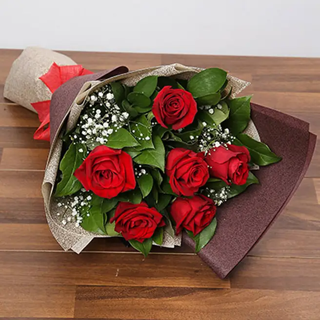 Beautiful 6 Red Roses Bouquet malaysia | Gift Beautiful 6 Red Roses ...