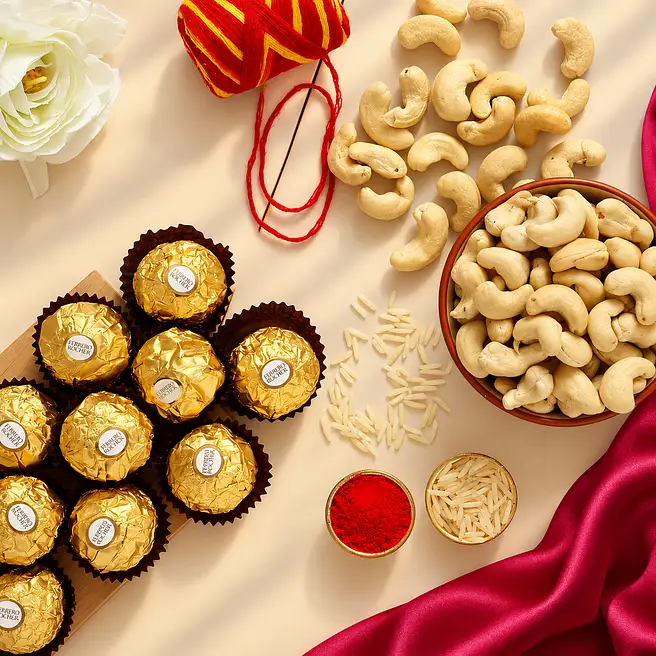 Bhai Dooj Celebration Ferrero Rocher And Cashews Combo
