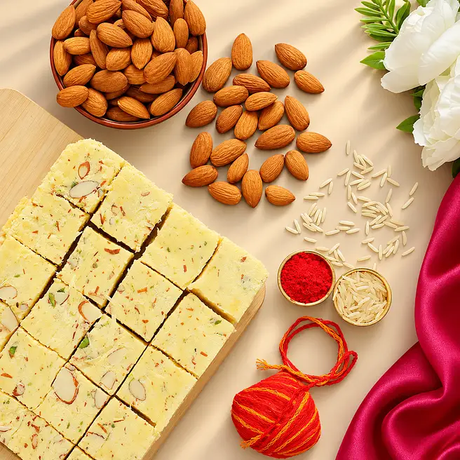 Bhai Dooj Wishes Soan Papdi And Almonds Combo