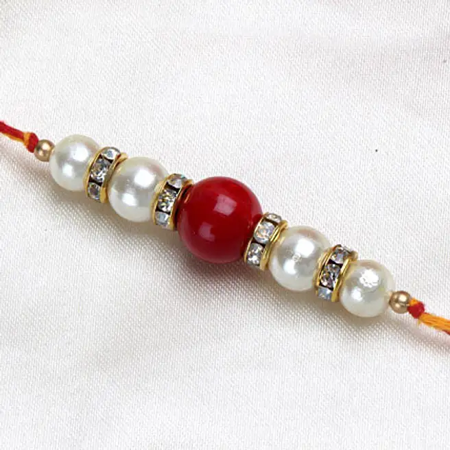 Mor Rakhi Red Embellished Rakhi MOR morocco | Gift Red Embellished Rakhi MOR- FNP