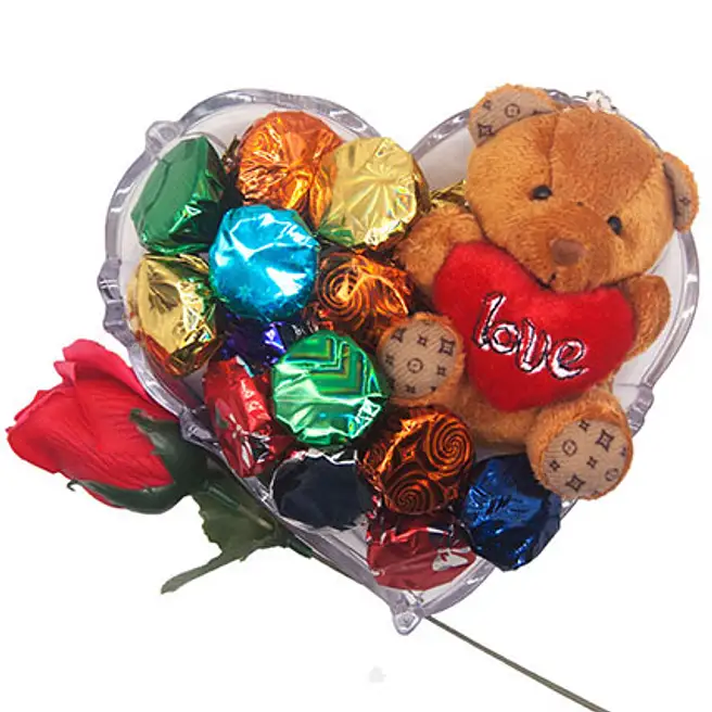 Teddy Fresh Rose And Chocolate Gift Tray nepal | Gift Teddy Fresh Rose ...