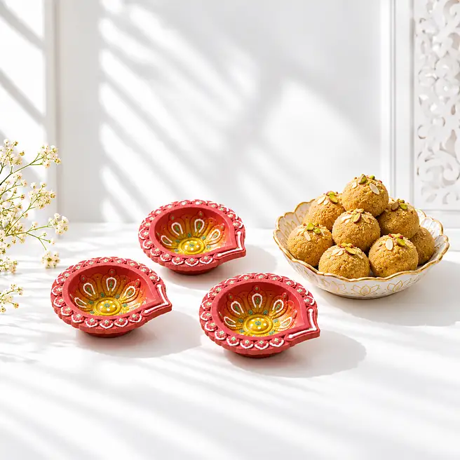 Besan Ladoo & Diya Festive Combo