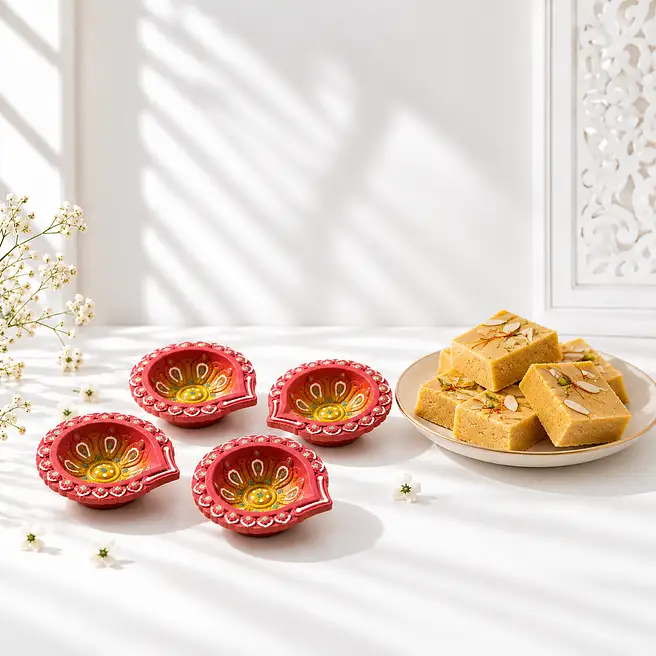 Besan Burfi & Diya Festive Combo