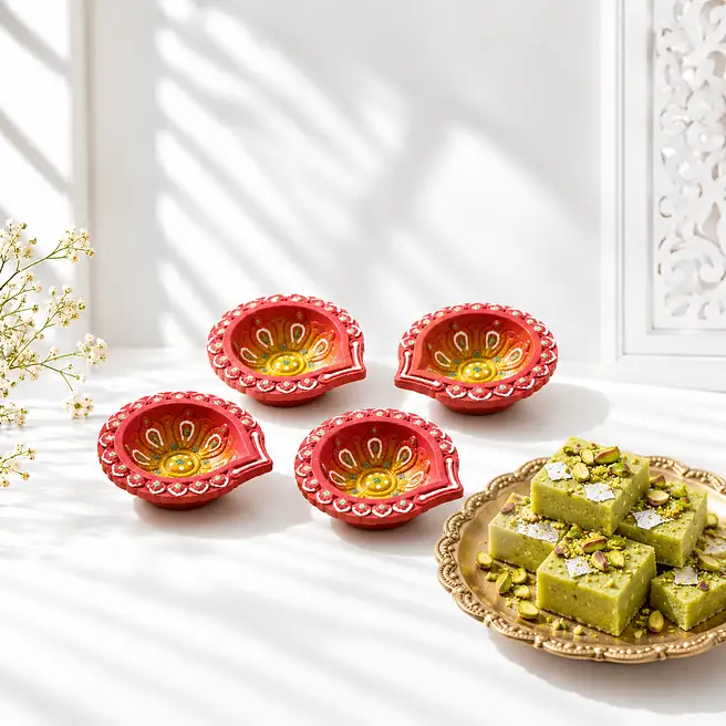 Pista Burfi & Diya Festive Combo