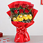 Red Roses Bouquet Ferrero Rocher Chocolates