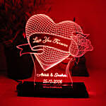Personalised Rose Heart LED Lamp
