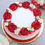 Lovely Red Roses Around Chocolate Cake