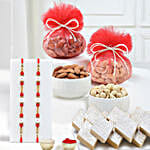 Set of 2 Pearl Rakhi With Kaju Katli N Dry Fruits