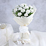 Dozen Snowy White Carnations
