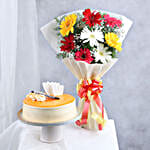 Colourful Gerberas Butterscotch Cake Combo
