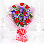 Indulgent Romance Red Roses Bouquet with Dairy Milk Chocolates