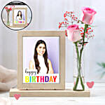 Personalised Birthday Photo Frame With Pink Roses