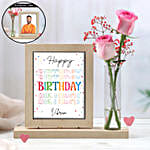 Personalised Birthday Special Frame With Pink Roses