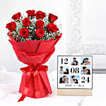 Love Infused Rose Bouquet N Personalised Couple Frame
