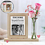 Personalised Photo Frame With Blushing Roses For Aries