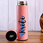 Personalised Pink LED Temperature Bottle