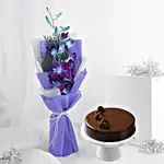 Enchanting Orchid Bouquet N Truffle Cake